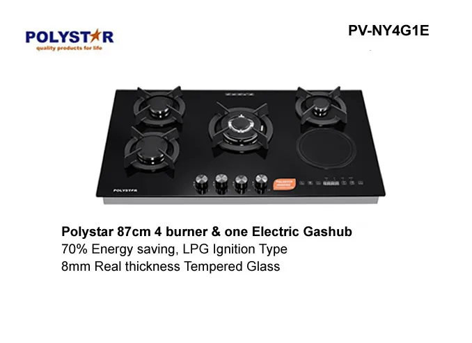 POLYSTAR 4+1 IN-BUILT TABLE TOP GAS BURNER