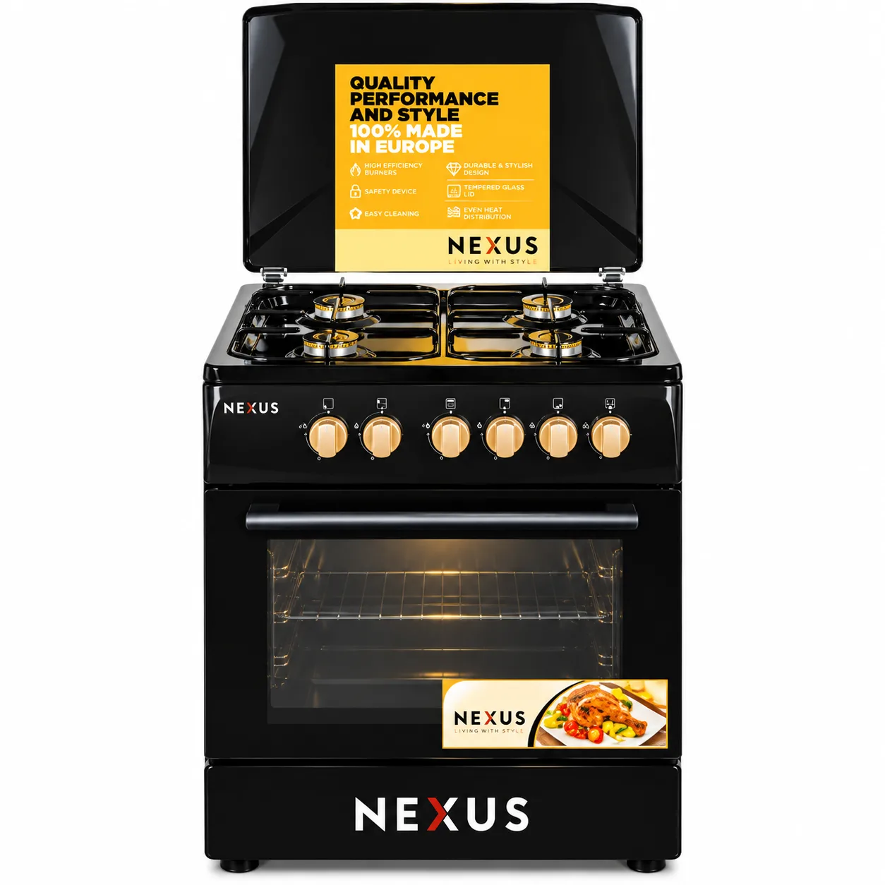NEXUS 60/60 4+0 WOOD BODY GAS COOKER