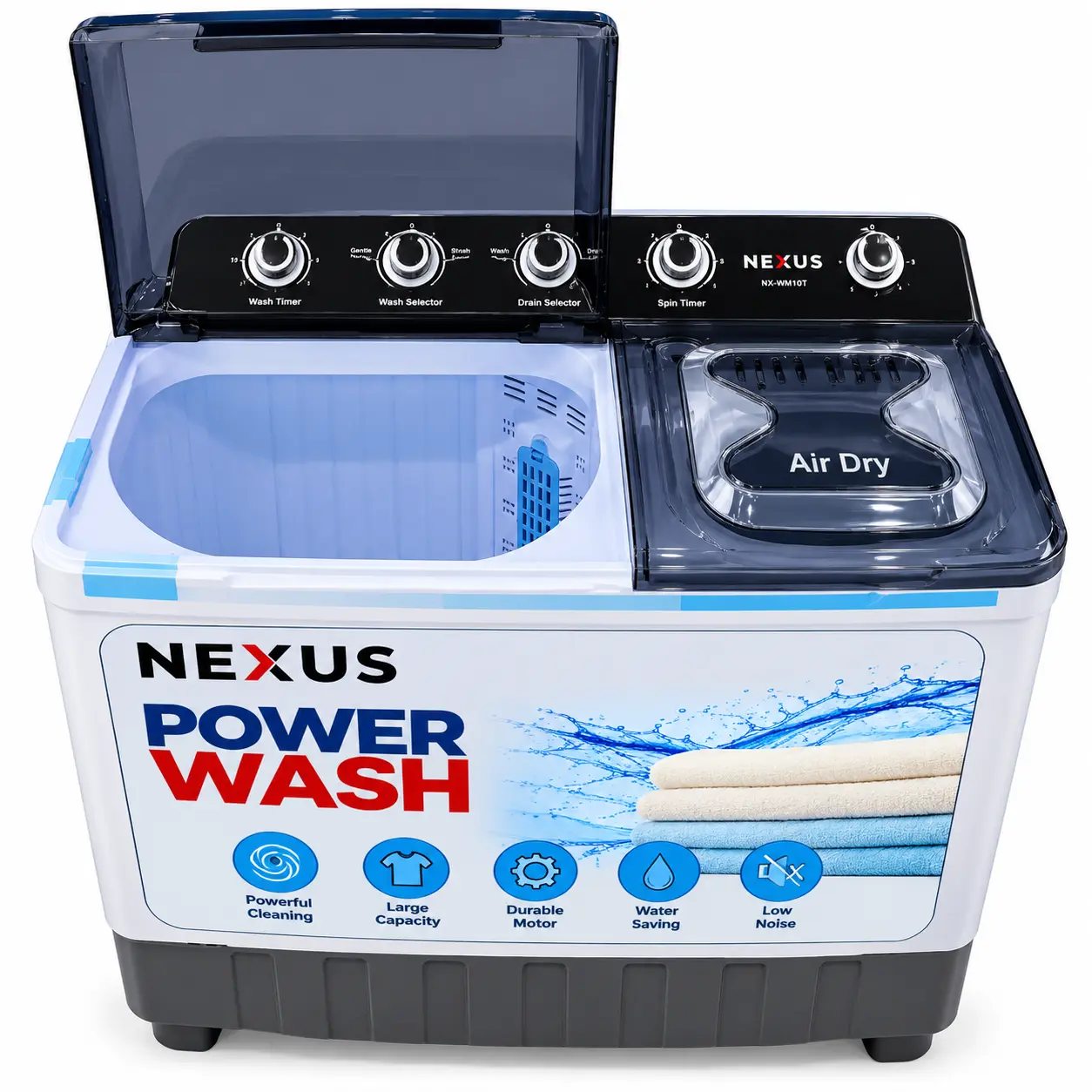 NEXUS 13KG TWIN TUB MANUAL WASHING MACHINE.