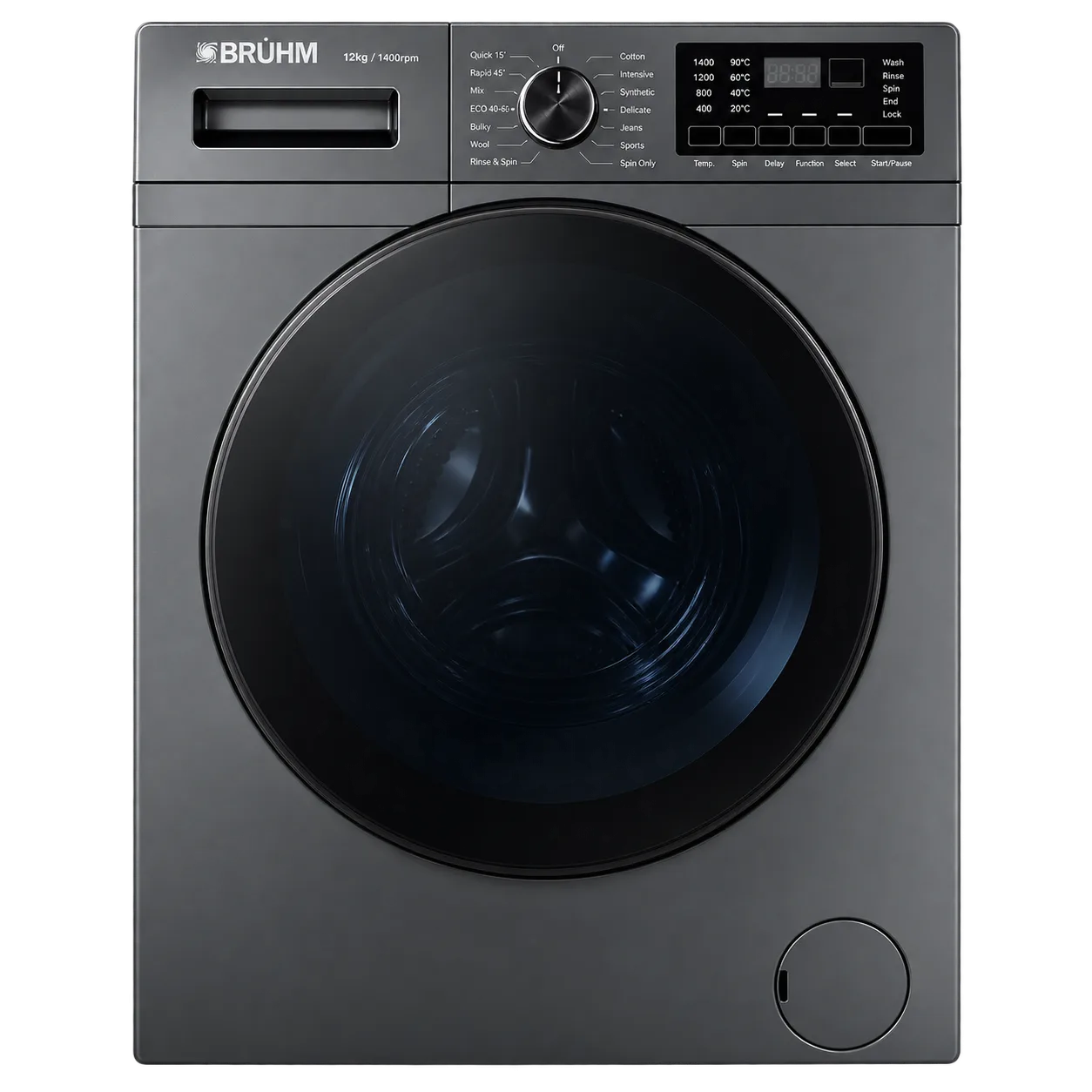 BRUHM 9KG FRONT LOADER AUTOMATIC WASHING MACHINE STEAM INVERTER.